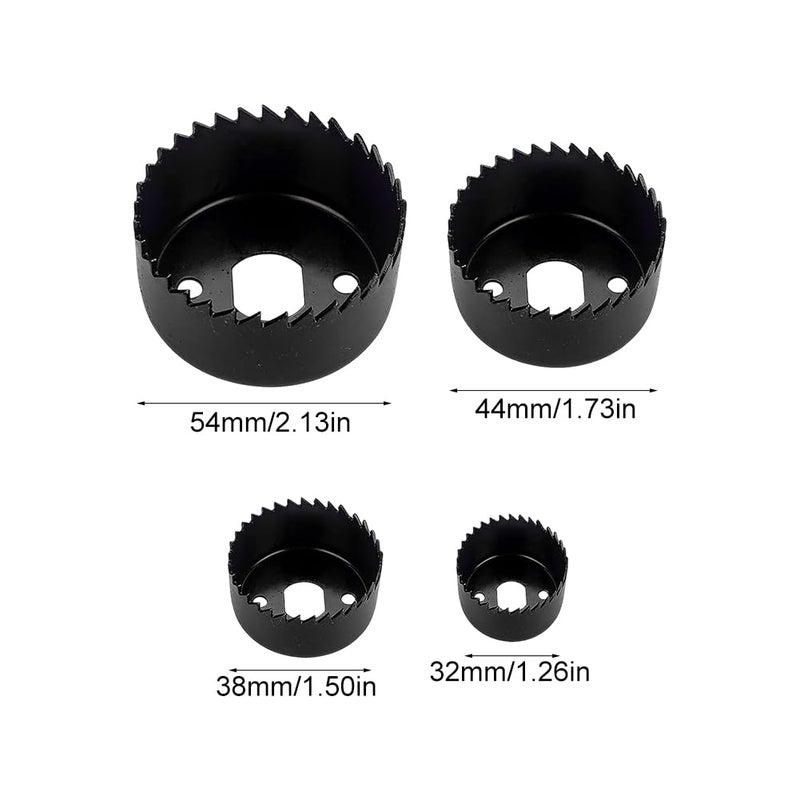 PUXING 6pcs Hole Saw Kit Holesaw Drill Bit Tool 1-1/4" to 2-1/8"(32-54mm) Carbon Steel Downlights Hole Saw Cutters Downlighter Installation Kit for Soft Wood, PVC Board(Color:Black) - Image 2